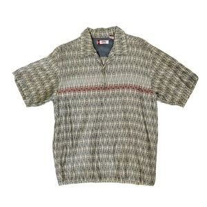 Men's VTG Psychedelic Art Deco Geometric Print Short Sleeve Button Down Shirt